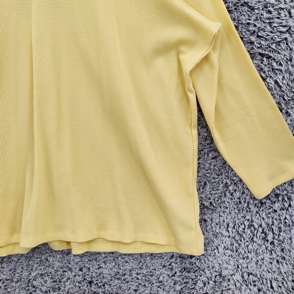 Woman Within Women Cottagecore Boho Embroidered Henley Top 3X Yellow Waffle Knit - Picture 14 of 16